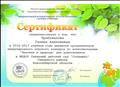Сертификат свидетельствует о том, что являлась организатором международного игрового конкурса по естествознанию "ЧИП" для дошкольников в 2016-2017 уч. году.